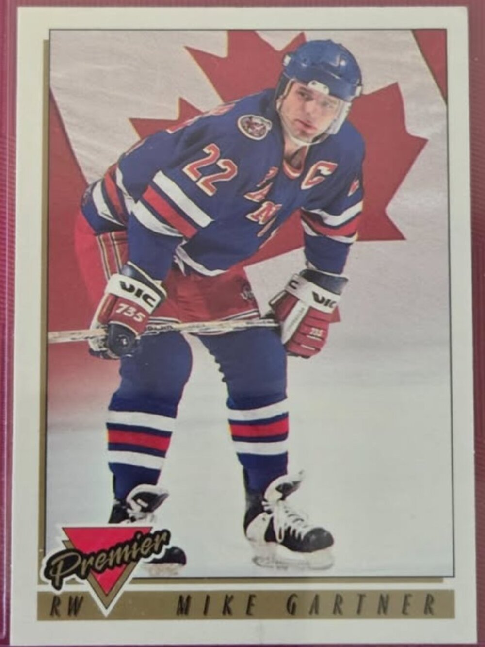 1994 TOPPS PREMIER, MIKE GARTNER, NEW YORK RANGERS HOCKEY CARD!!!